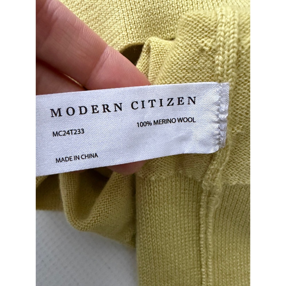 Modern Citizen Cardigan Women Large Yellow Short Sleeve Merino Wool - Picture 8 of 8